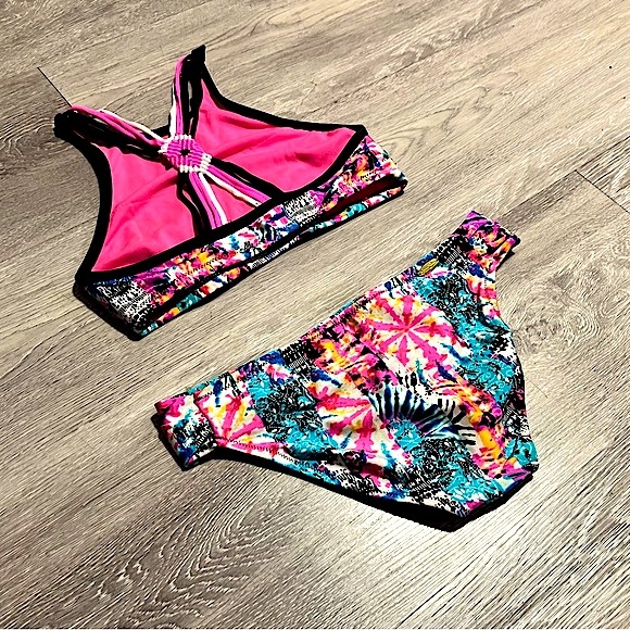 JESSICA SIMPSON โข Graffiti Bikini - Racerback Top + Full Bottom โข Size Small - Picture 15 of 16